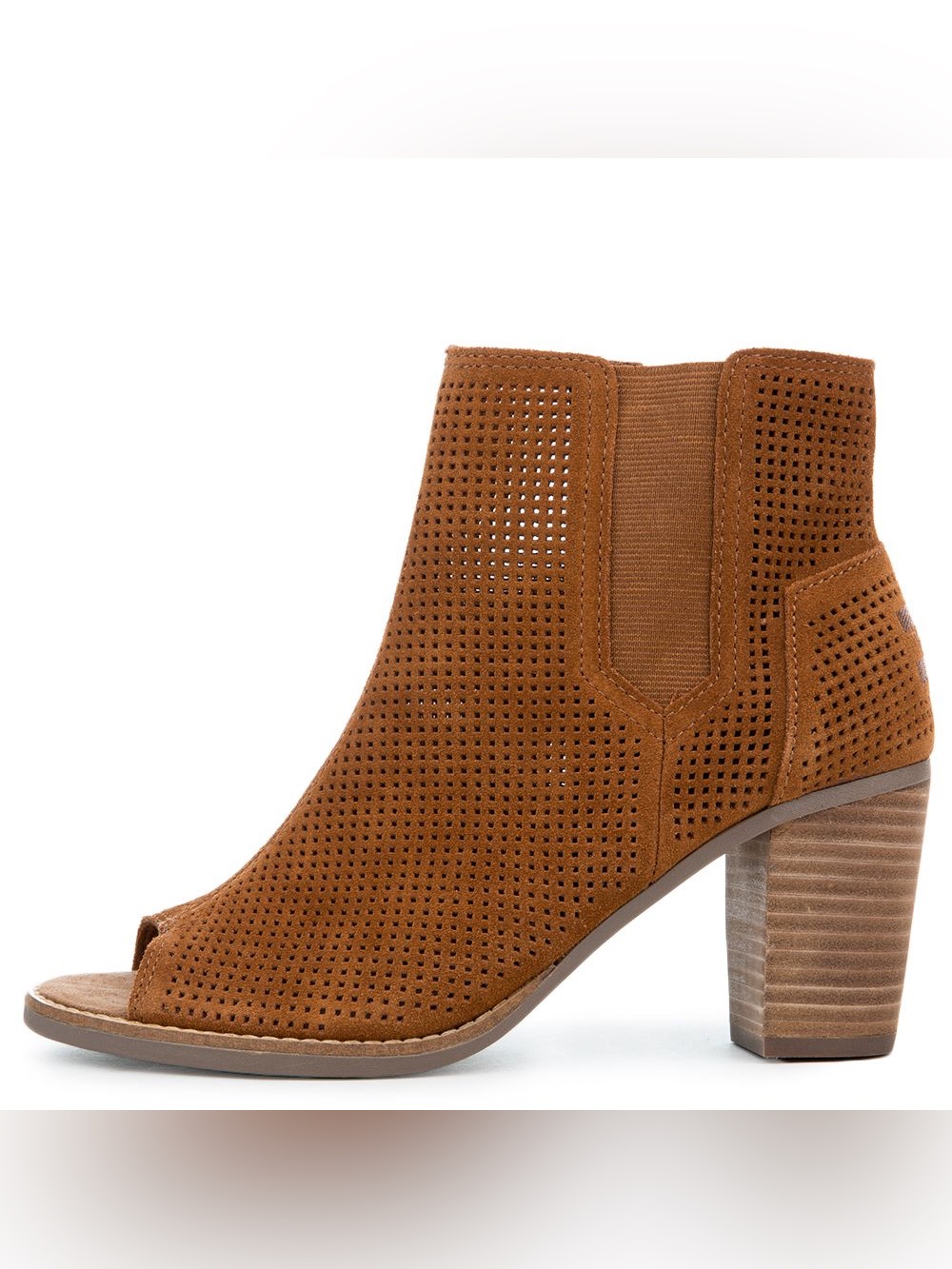 Toms Perforated Suede Peep-Toe Boots